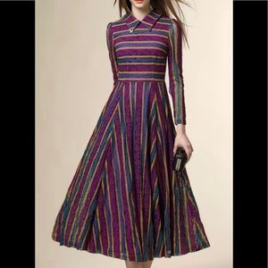 NWT STYLEWE NEXIIA Size M Striped Lace Midi Dress